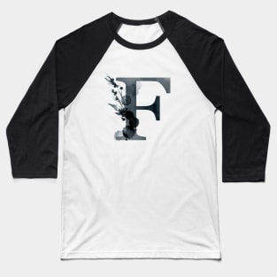 Floral Monogram F Dark Herbs And Flora Baseball T-Shirt